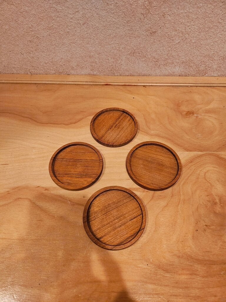 Set of 4 Wood Coasters - Vintage Wood Coasters for Table Settings and Rustic Kitchen Decor