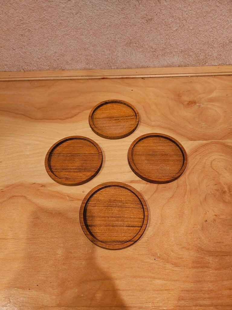 Set of 4 Wood Coasters - Vintage Wood Coasters for Table Settings and Rustic Kitchen Decor