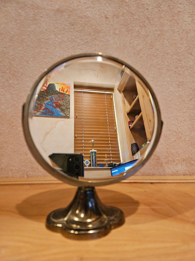 Vintage Tabletop Mirror Scalloped Edge AS IS