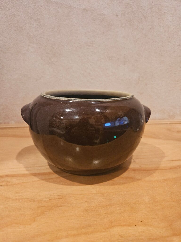 Vintage Heavy Brown Boston Baked Bean Crock Pot Bottom Made In USA