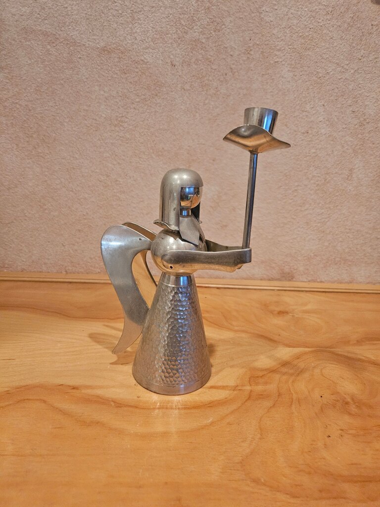 Vintage Metal Figure Holding Hat