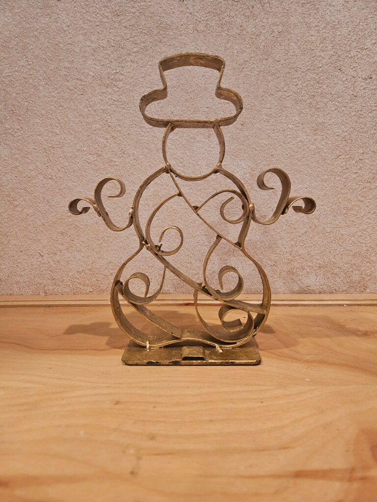 Decorative Metal Snowman Figurine As Is
