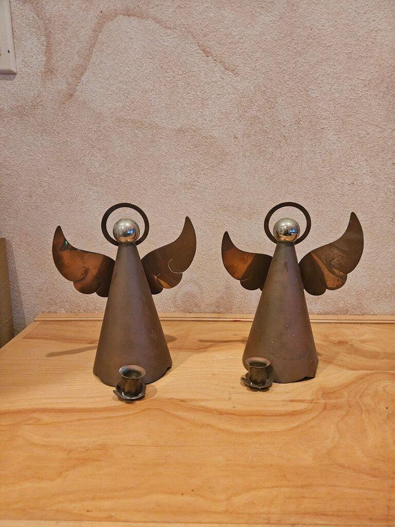 Vintage Angel Copper and Brass Candle Holder Christmas