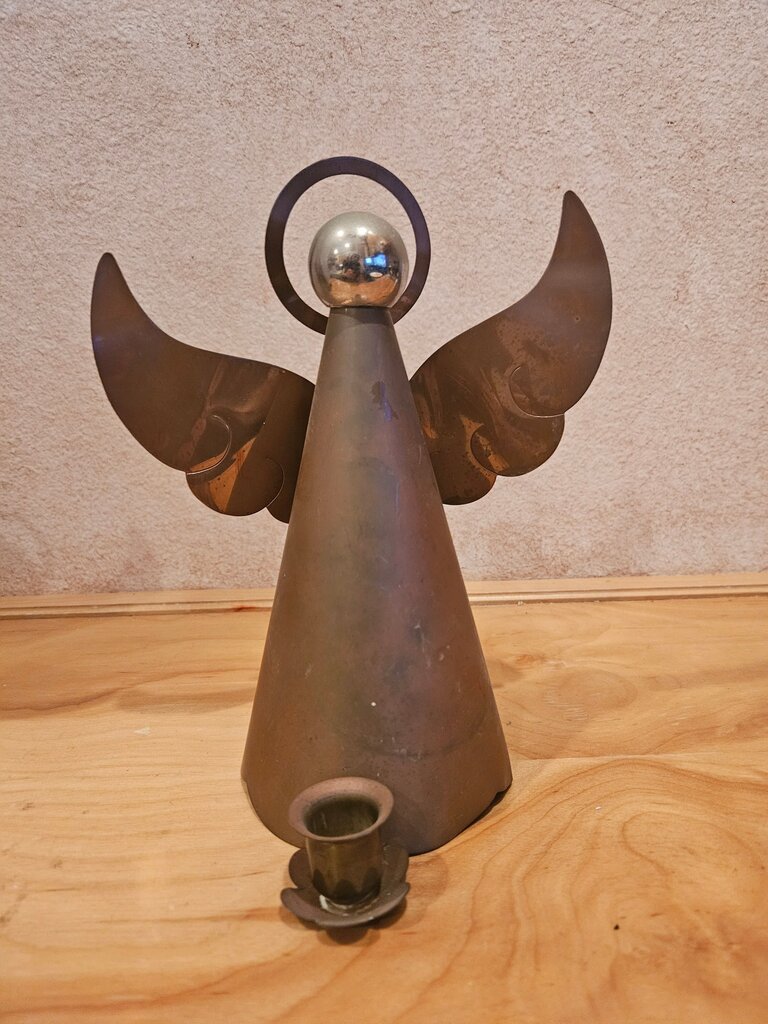 Vintage Angel Copper and Brass Candle Holder Christmas