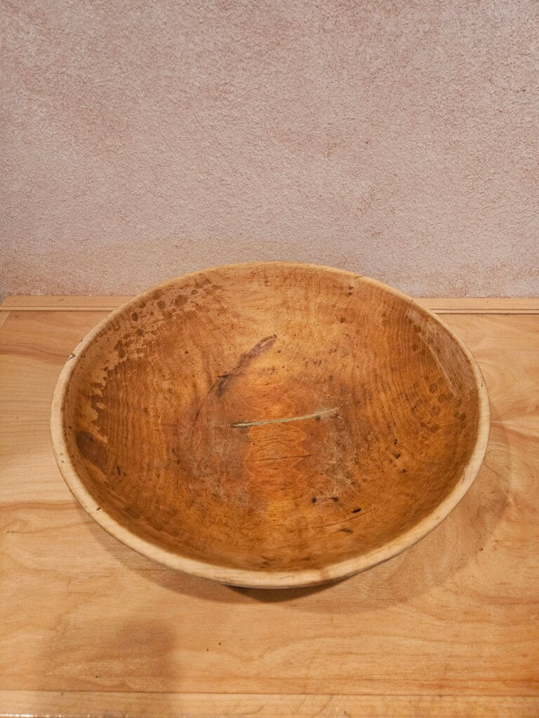 Vintage Footed Wooden bamboo salad/Serving Bowl