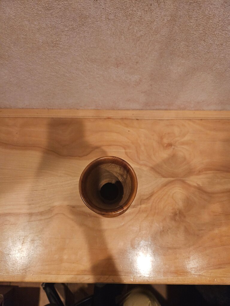 Vintage Hand Carved Turned Wooden Vase Floral Natural Wood Boho 12" Folk art Bohemian