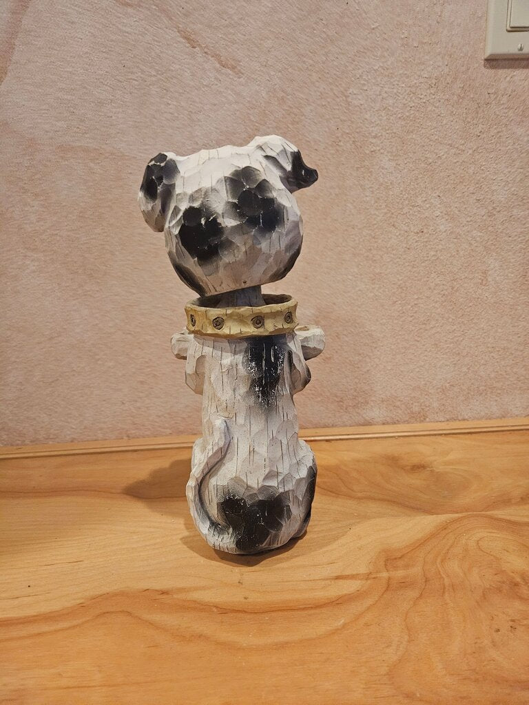 Vintage Heavy Spring Bobble Head 12" Tall Dog With Collar and Bone Dish