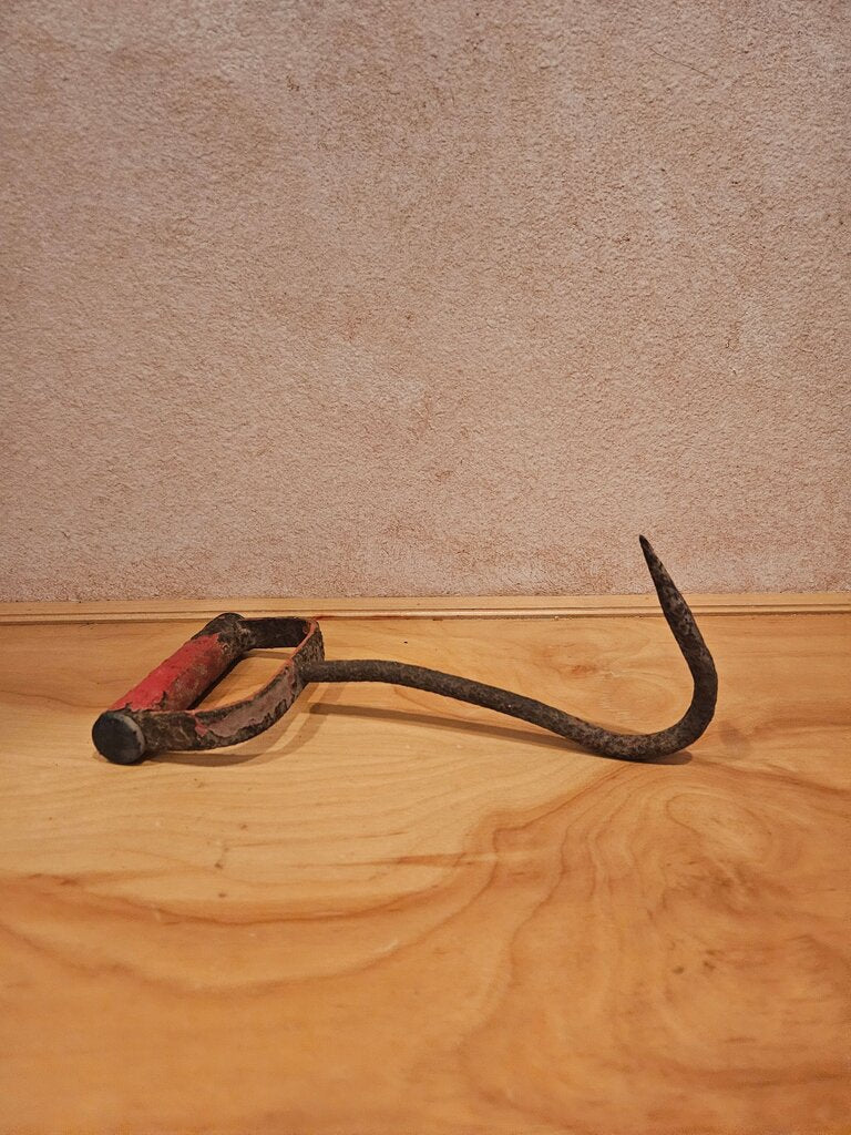 Red Metal Hay Hook!!! Vintage Meat Hook! Cast Iron Ice Hook! Repurpose!
