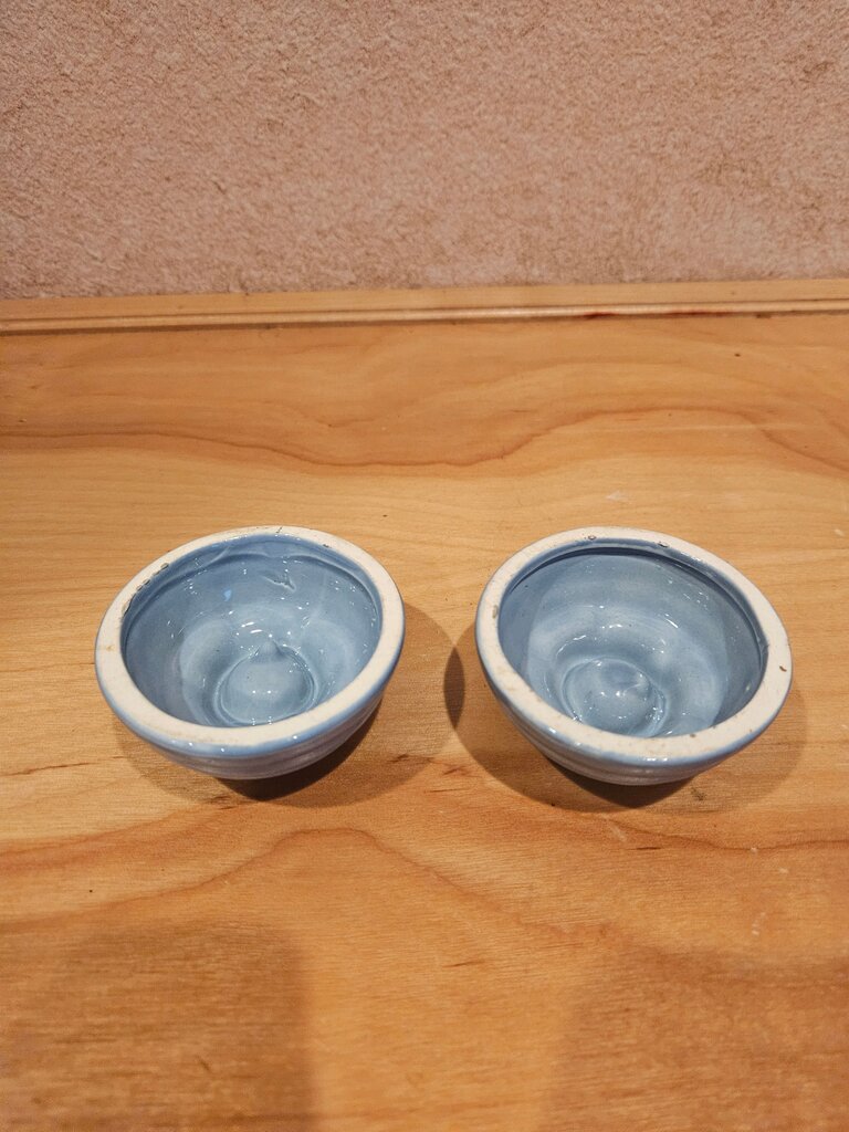 Vintage Mid Century Pottery Candle Holders NAUTICAL Made in USA LT. BLUE