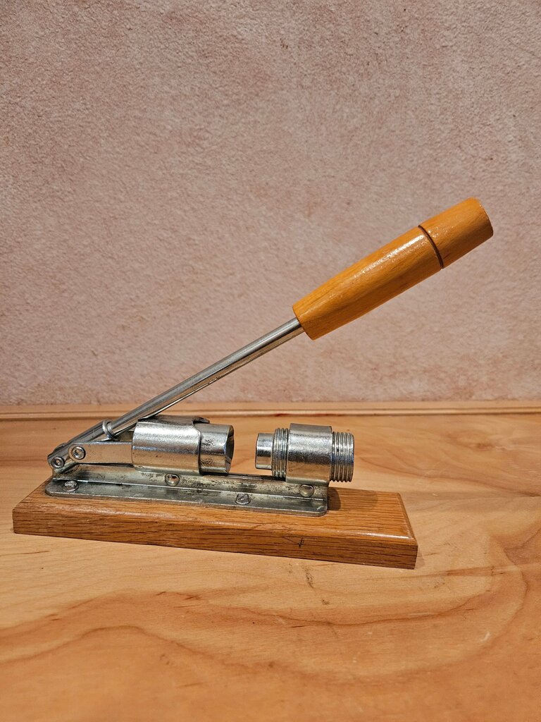 Vintage Metal and Wood Lever Handheld Can Sealer