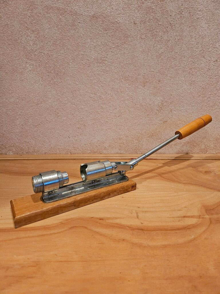 Vintage Metal and Wood Lever Handheld Can Sealer