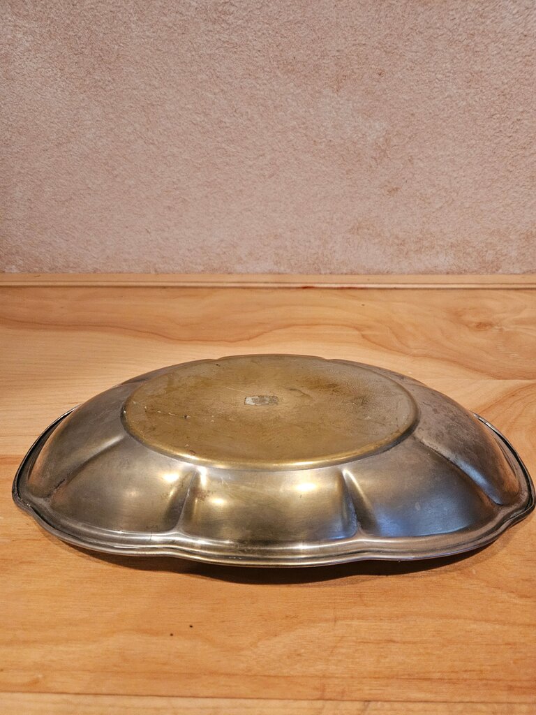 Vintage Silverplated Oval Fluted Embossed Serving Bowl