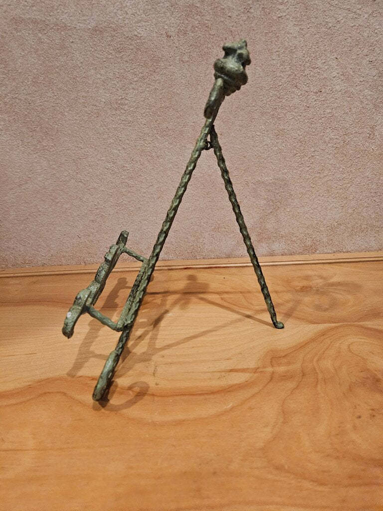 Ornate Metal Iron Display Stand Easel Rusty Green Patina