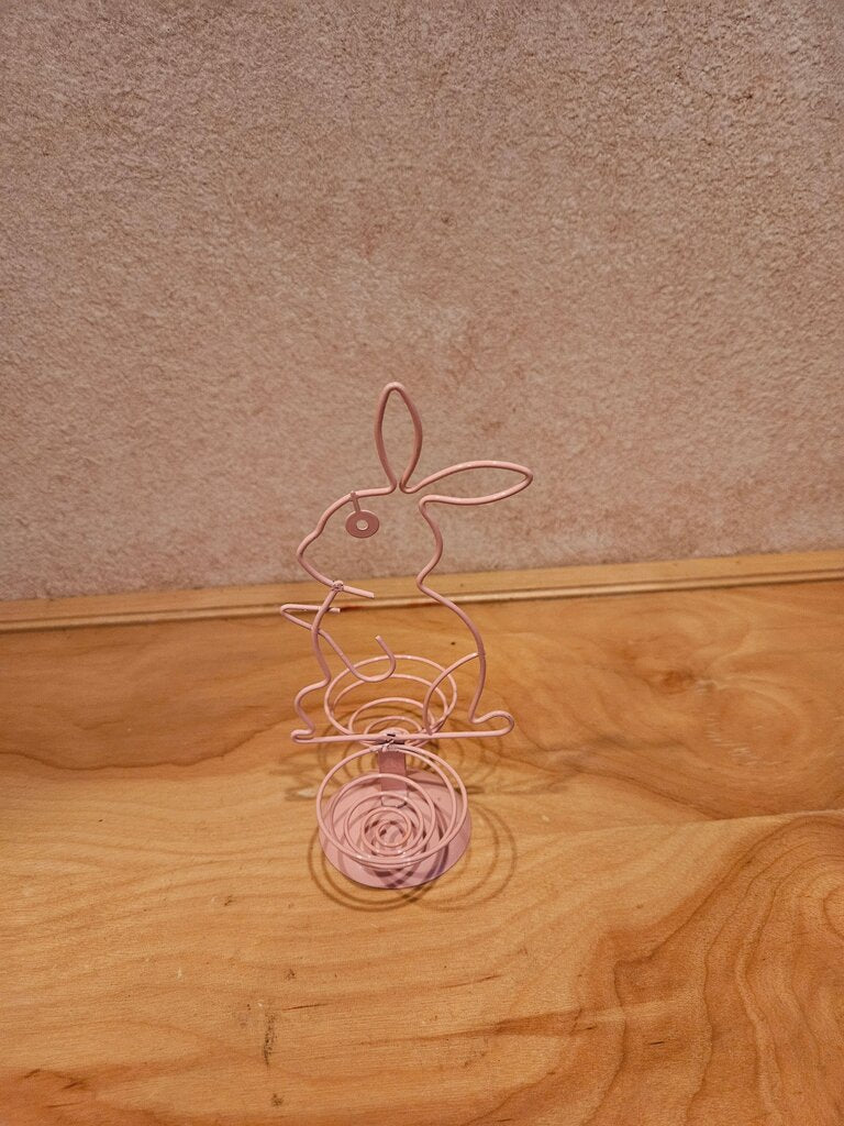 Pair of Vintage Wire Pink Easter Bunny Egg Holder For Decorating Easter Eggs