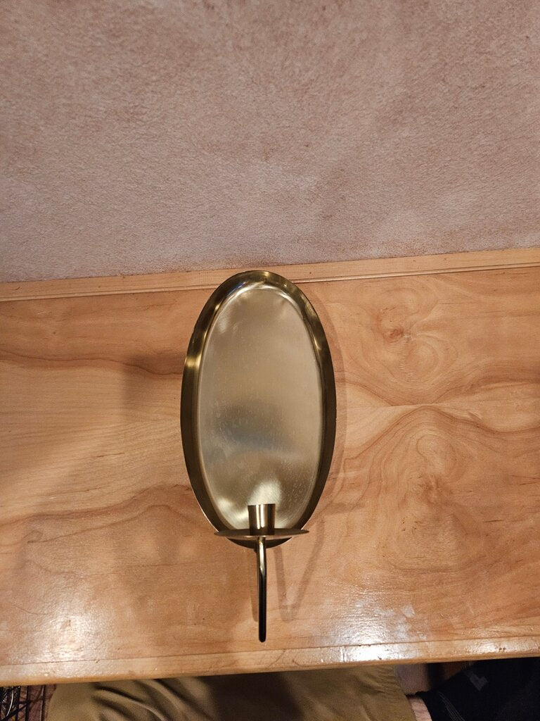 Vintage Oval Candle Sconce Brass