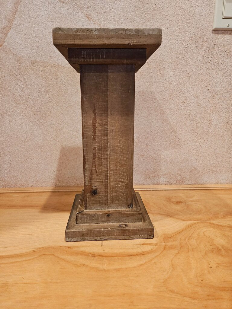 Wooden Candle Holder/ Rustic Wooden Pedestal Stand
