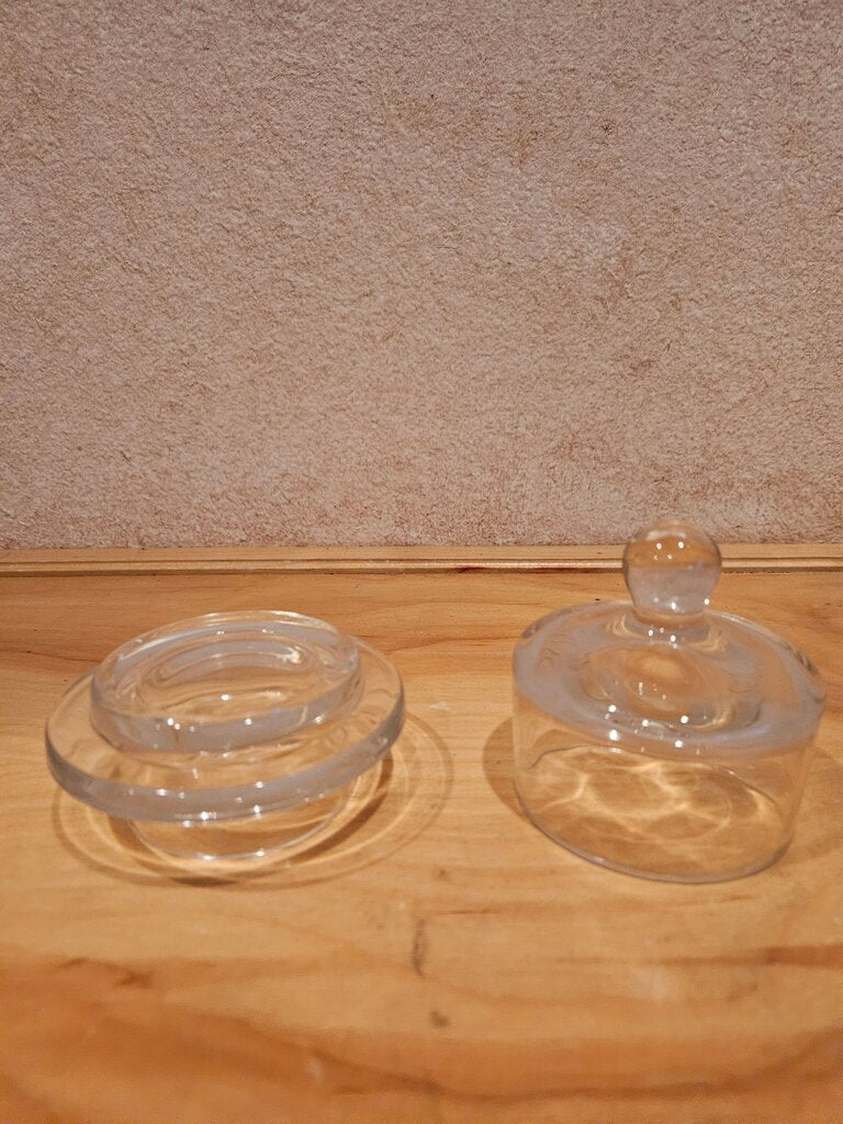 Dome lidded mini glass butter/caviar serving dish/ cloche