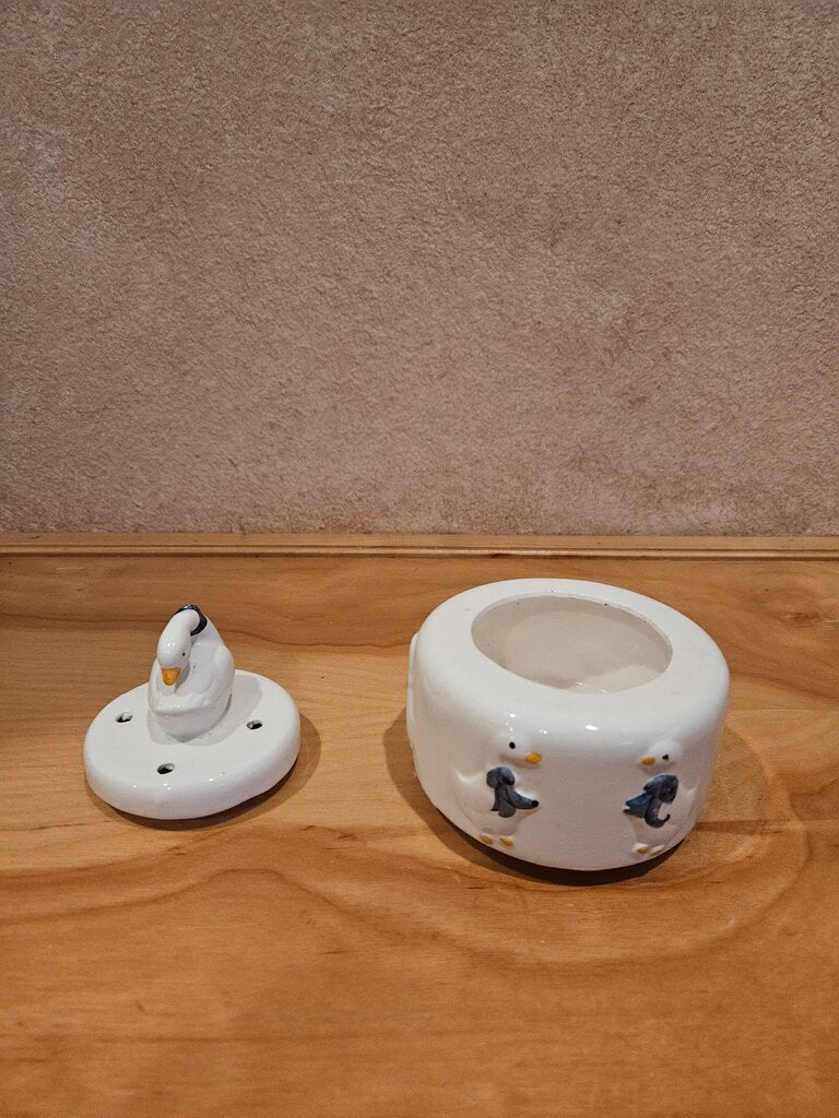 Ceramic Goose Trinket Dish with lid