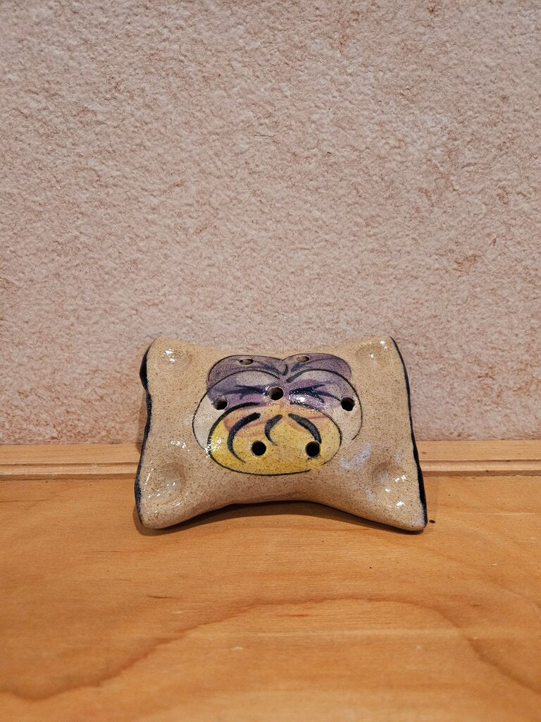 Artisan Studio Art Pottery 7 Hole Incense Burner Pillow Signed - 4” or flower frog
