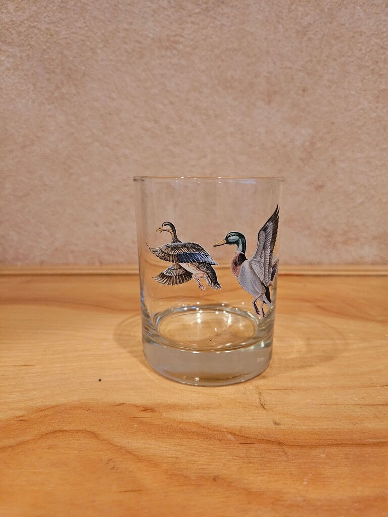 Set of Norman R Wamer vintage 1960 lowball Mallard Duck Cocktail glasses Barware
