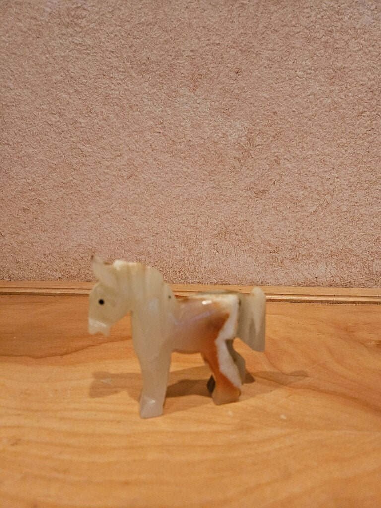 Vintage Hand Carved Onyx Stone Art Burro