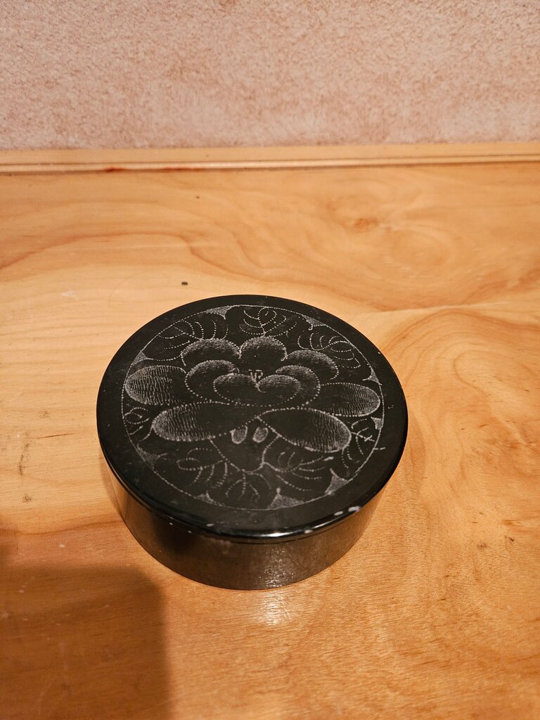 Vintage Japanese Lacquered Black Floral Box