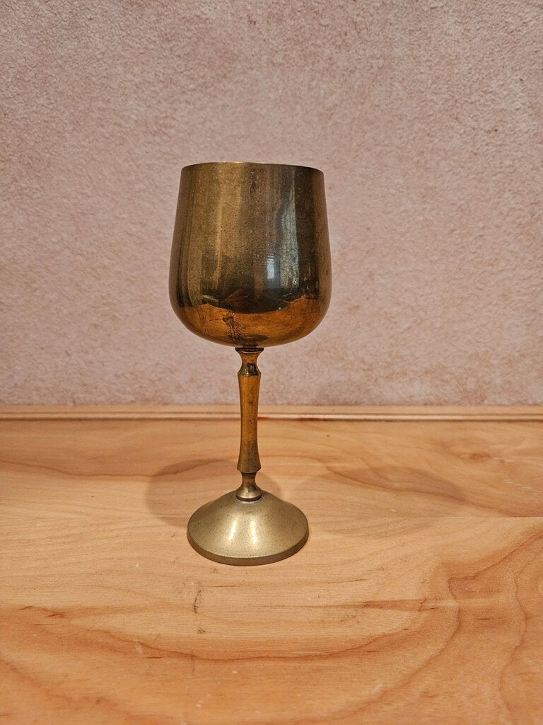 Vintage Brass Wine Goblets Set of 4
