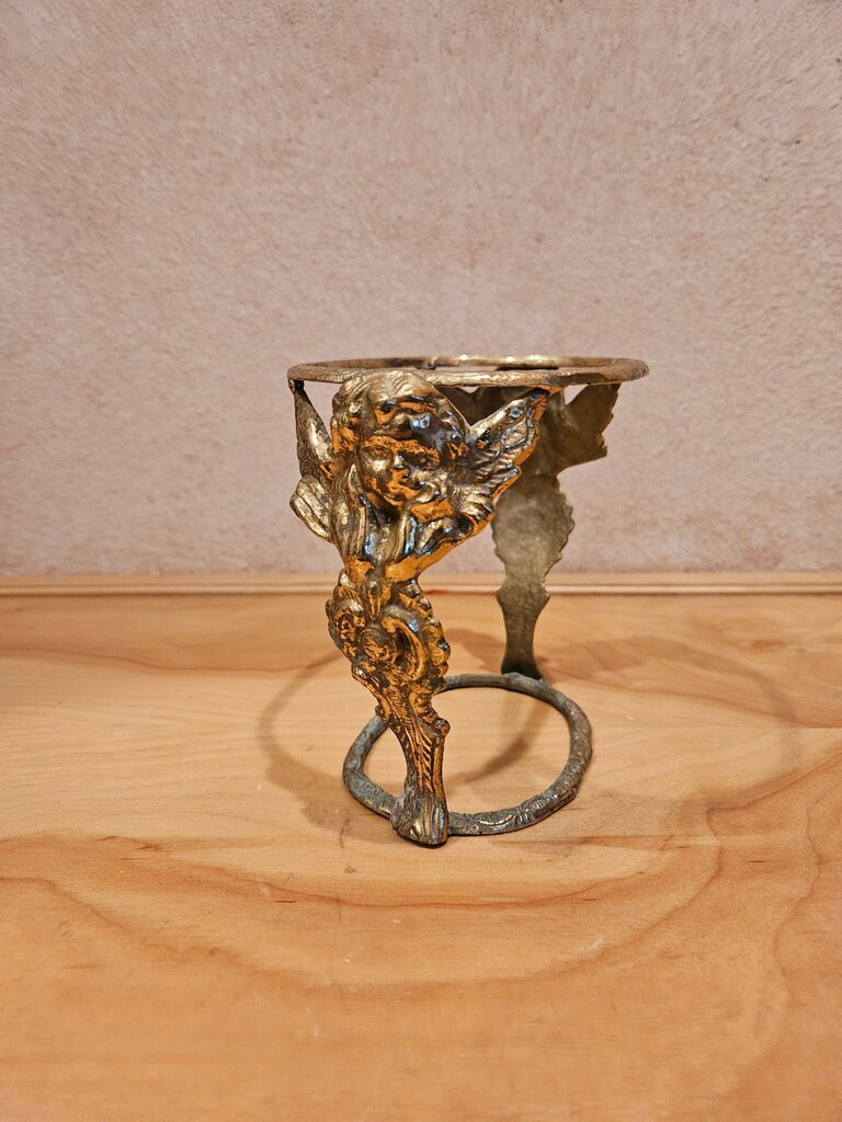 Vintage Brass Angel Stand Orb Holder Plant Candle Stand