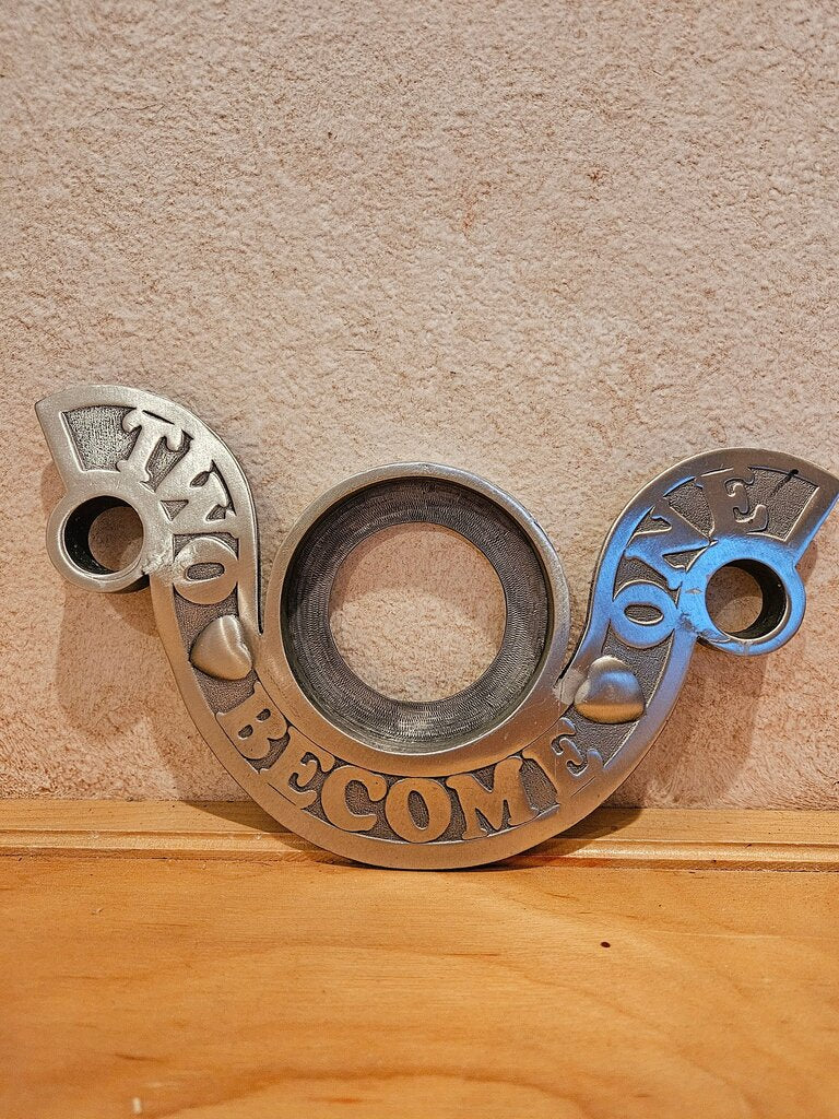 Vintage wedding two become one metal candle holder ceremony