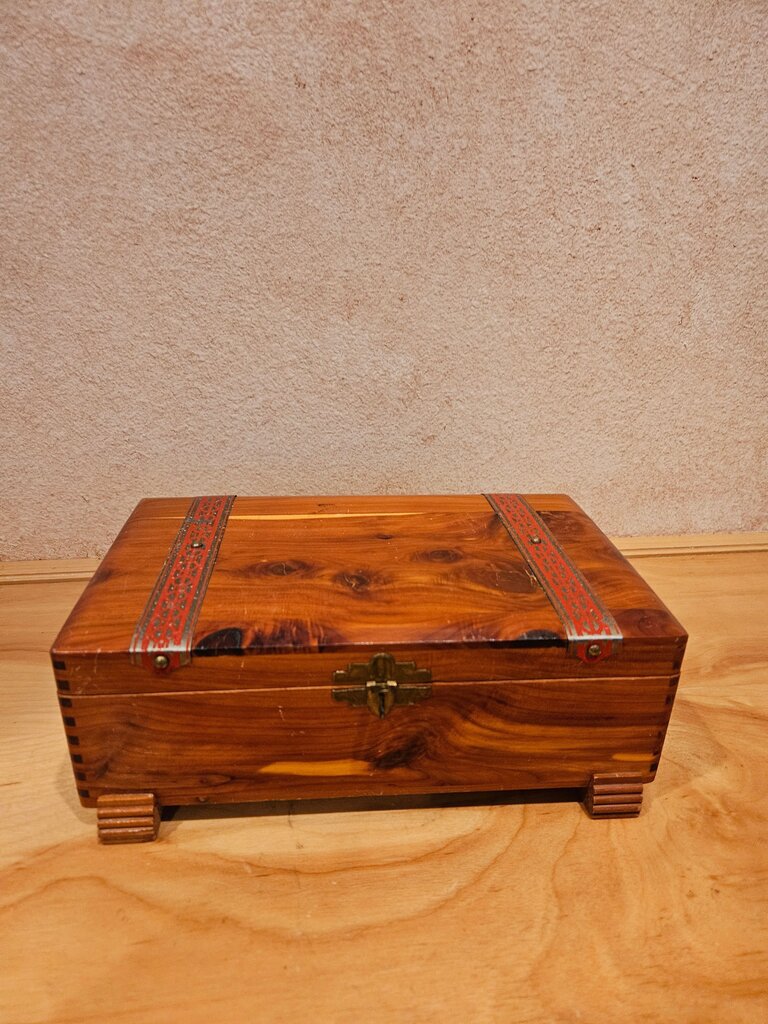 Vintage Miniature Chest hope Sweet Sixteen Wooden Cedar Jewelry Trinket Gift Box Rectangle / Art Deco