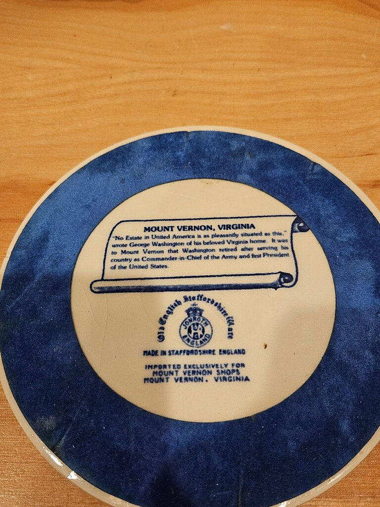 Old English Staffordshire Ware Mount Vernon Decorative Plate