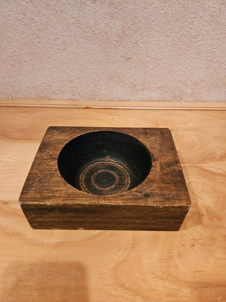 Vintage Wooden Cheese mold style candle holder/Bowl/ riser