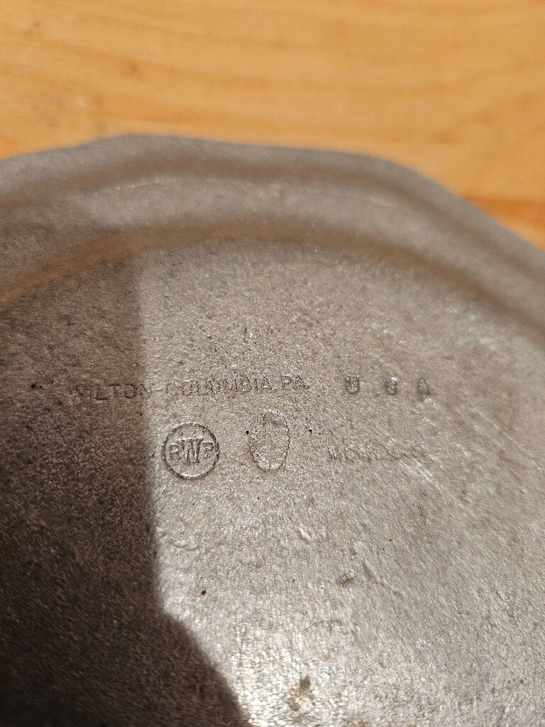 Vintage Pewter Bread Plate, Vintage Small Tray or Dish Drinks, Food Styling, Photography Prop, Patina Scalloped Edge Silver