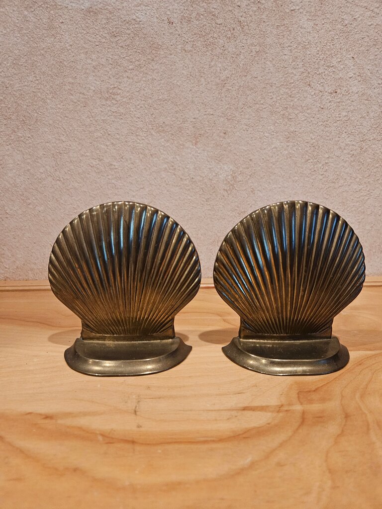 Vintage Brass Shell Shaped Bookends