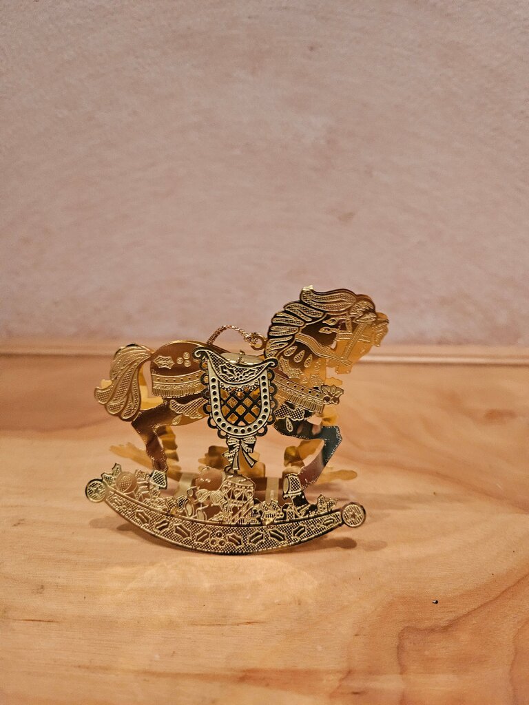 Vintage Golden Rocking Horse Figurine