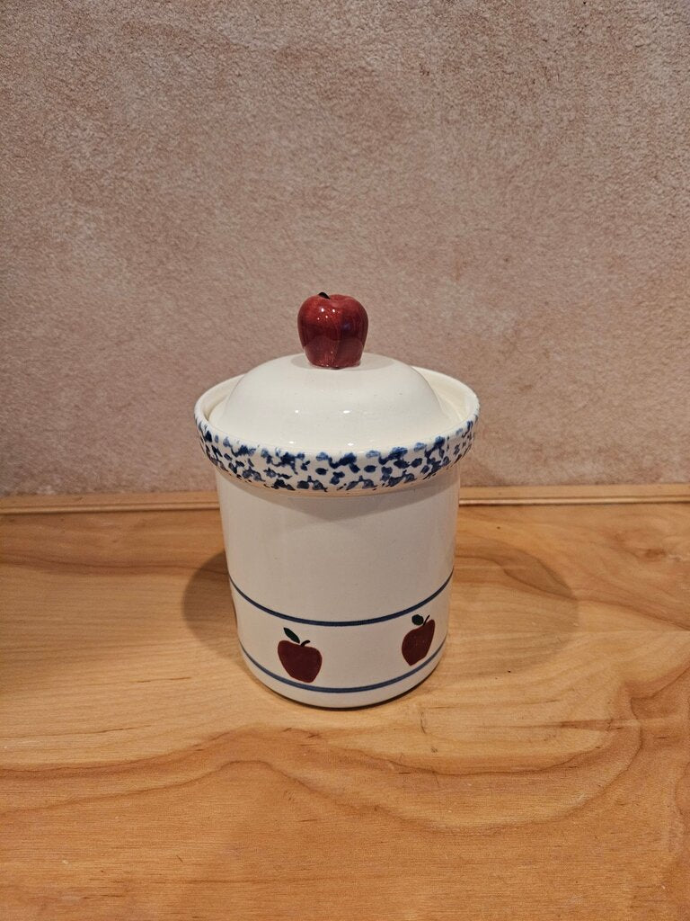Vintage 80's Country Apple Treasure Craft Ceramic Canister/Cookie Jar AS IS