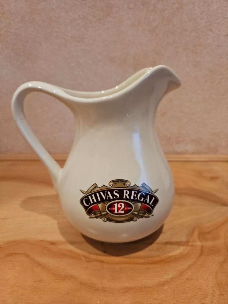 Vintage CHIVAS REGAL Aged 12 Years Scotch WhiskeyCeramic Water Pitcher~Pub~Barware Advertising Barware~Vintage Barware