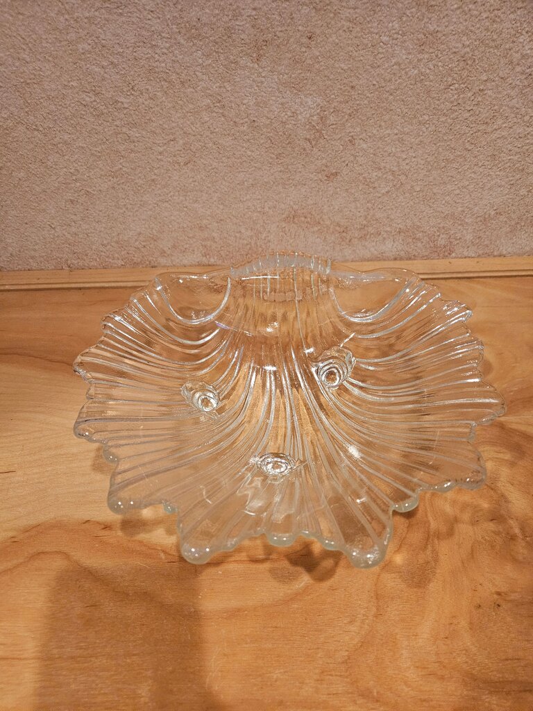seashell glass bowl footed glass seashell catchall collectible vintage glass Mikasa