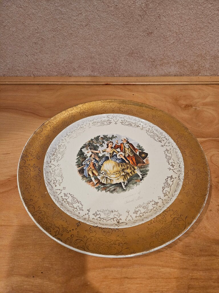 Vintage 1940s USA 10" Porcelain 22k Crest O Gold Plate