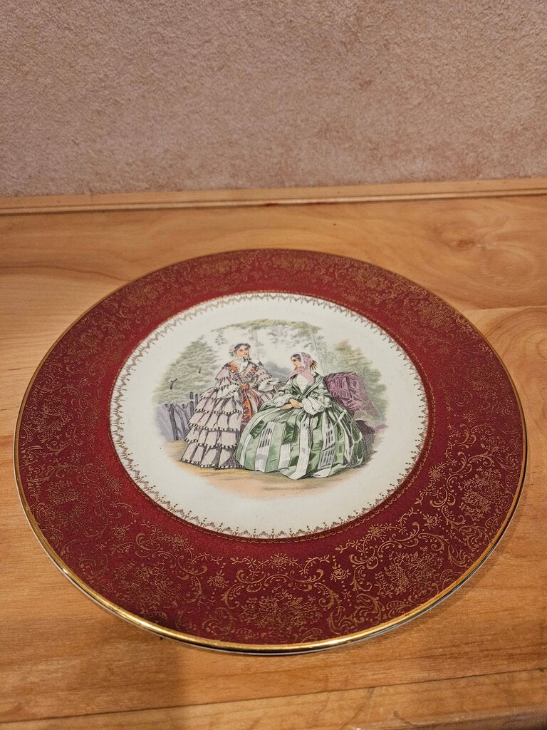 Vintage Imperial China by Salem 24 K Gold Plate With 18th Century Ladies
