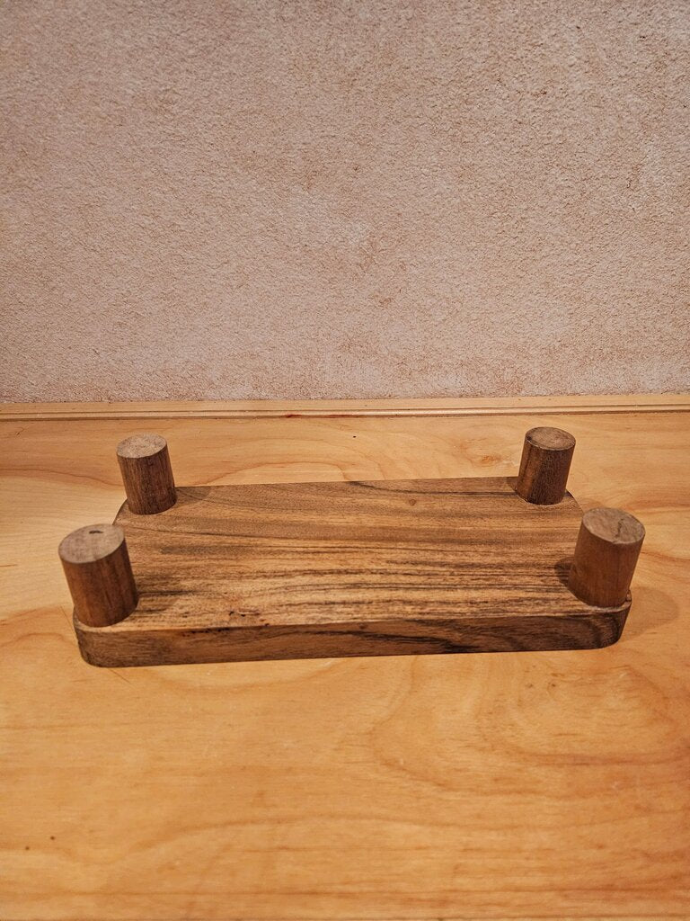 Wooden footed Double Dish Holder / riser/ condiment container/ cloche base/candle