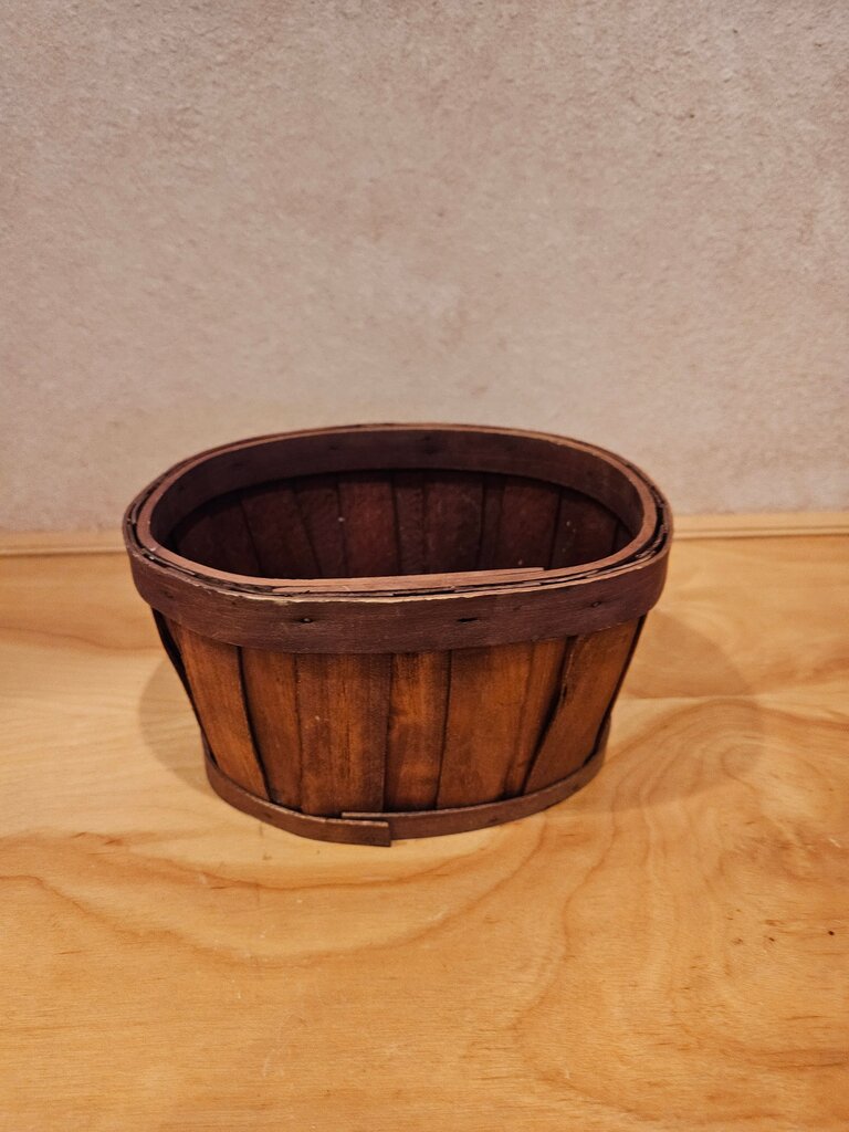 Vintage Wooden Basket planter plant holder/trinket