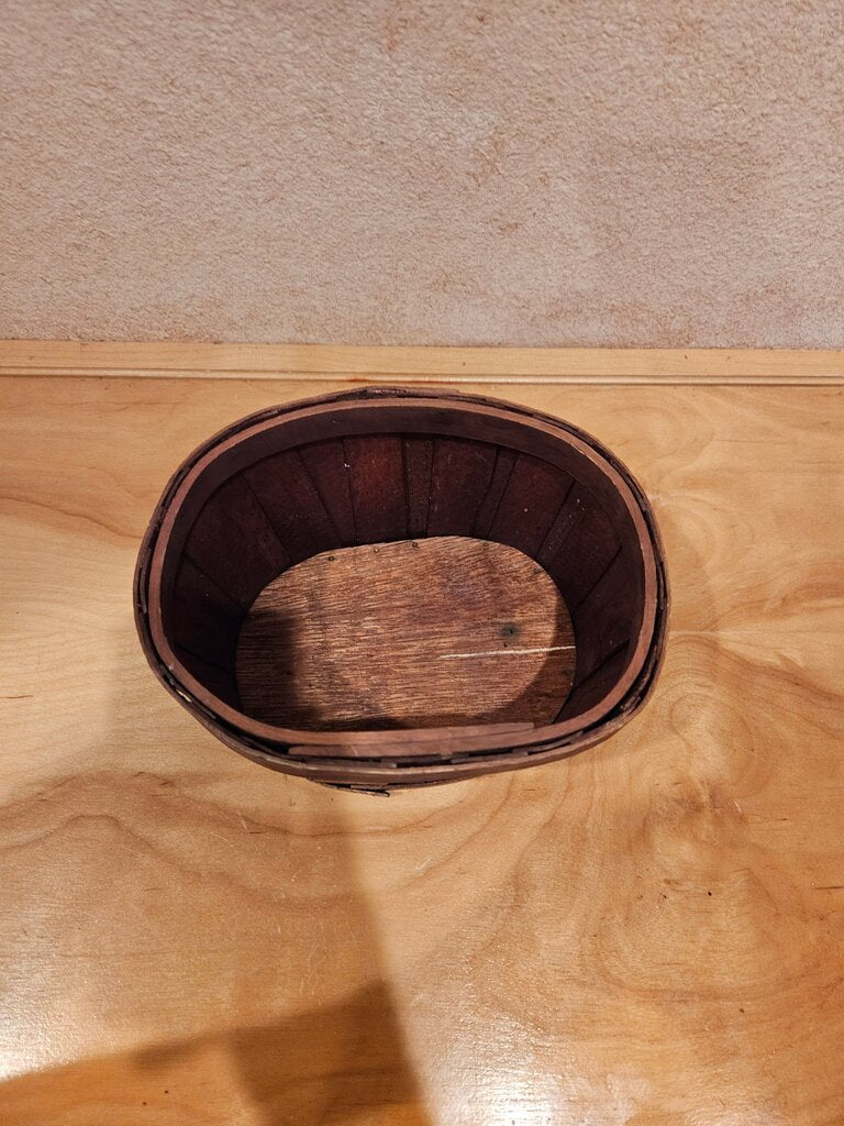 Vintage Wooden Basket planter plant holder/trinket