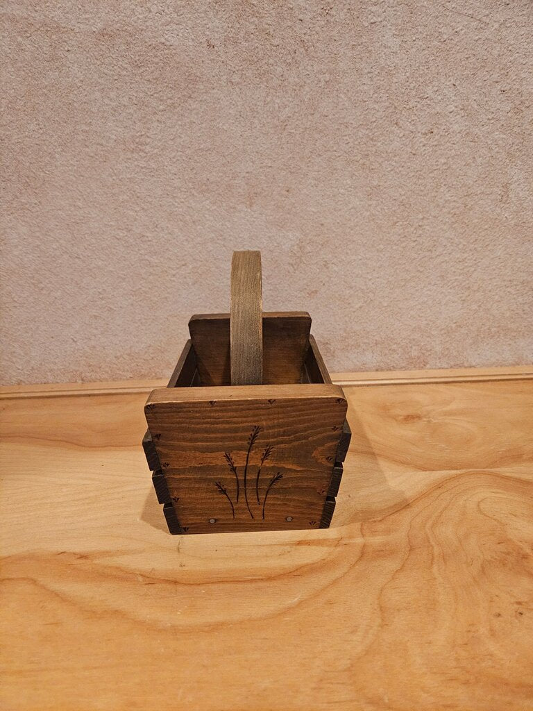 Wooden Rustic/Primitive Décor Wooden Storage Basket with Handle