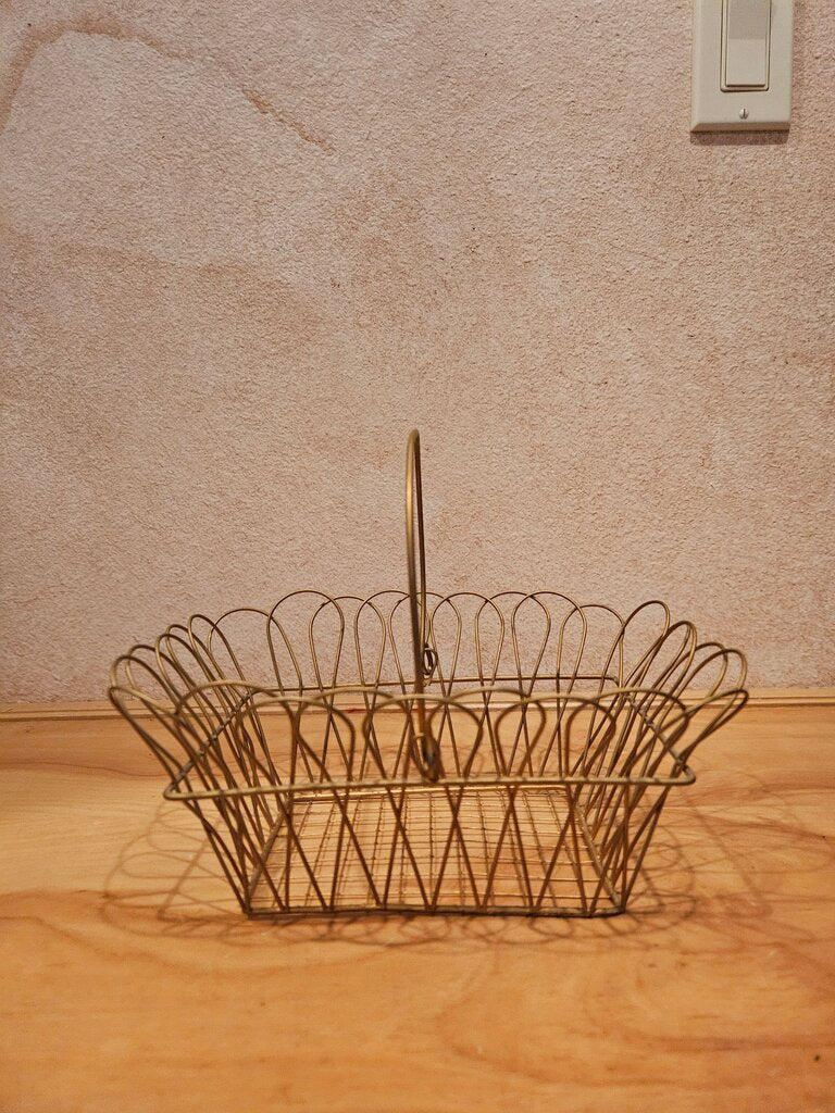 Vintage Gold Wire Basket Planter Basket Industrial Rack Garden Stand Plant Stand