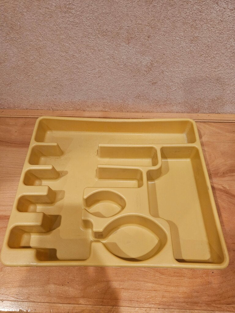 Vintage Rubbermaid Yellow Utensil Silverware Drawer Organizer Holder Retro