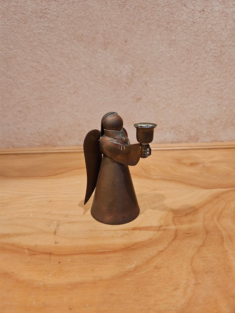 Bronze Angel Figurine Holding Candle