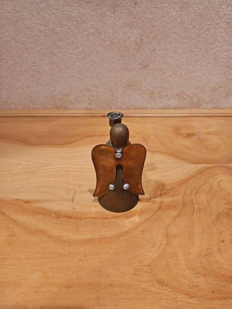 Bronze Angel Figurine Holding Candle