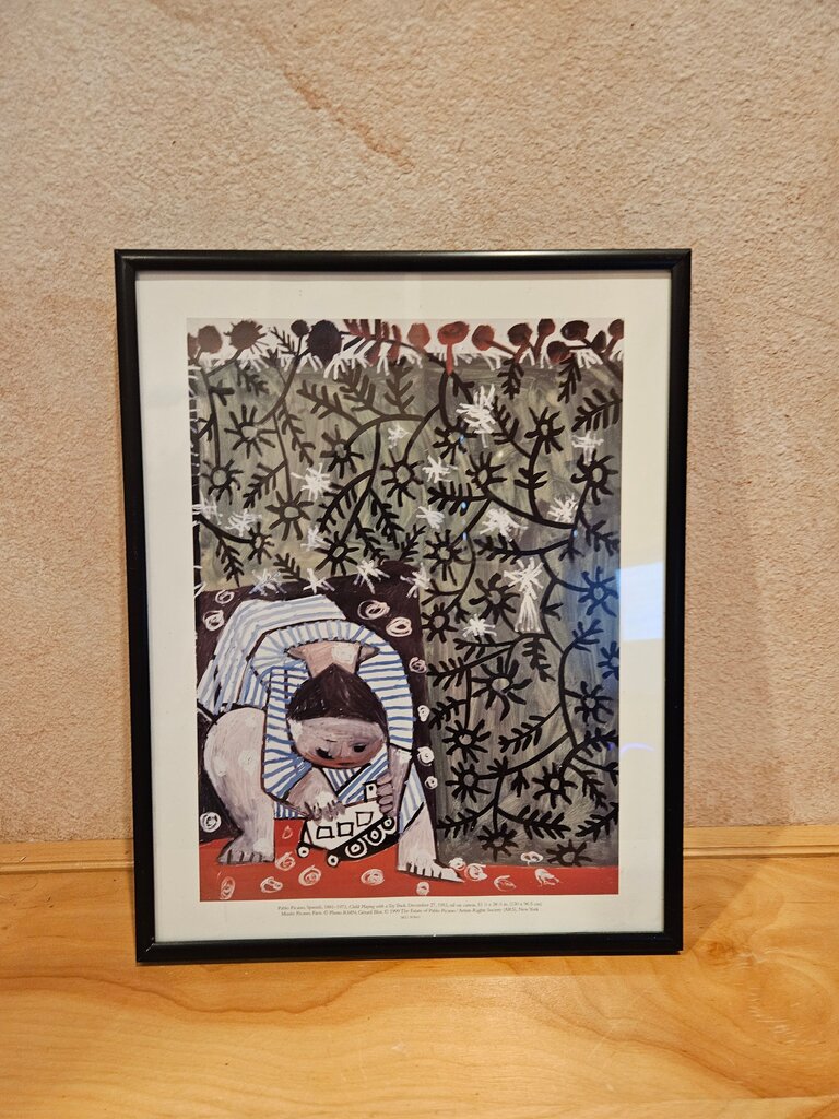 Pablo Picasso "Child Playing with a Toy Truck '53" FRAMED Art Print Cubism Spain