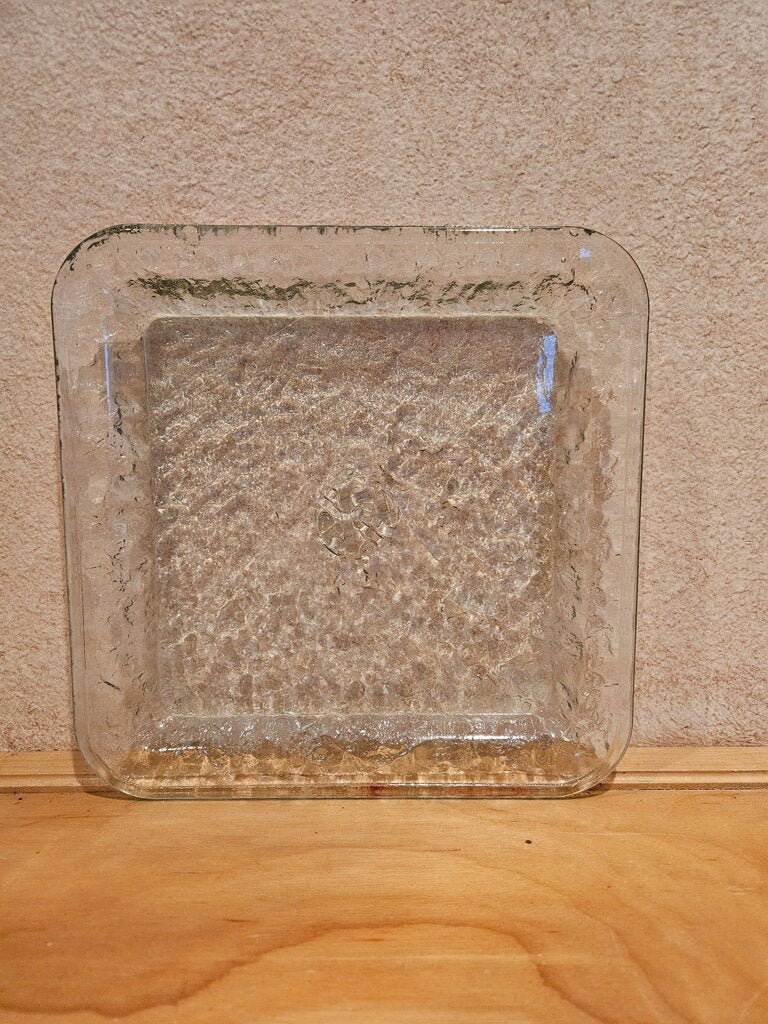 Clear Textured ice water wave Glass Serving Tray table decor candle holder